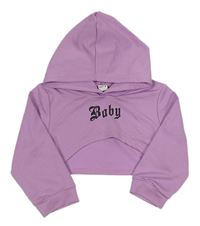 Lila crop mikina s nápisom a kapucňou Shein