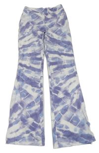 Bílo-modré vzorované flare kalhoty H&M