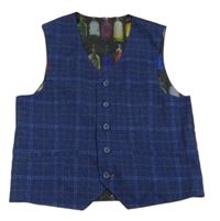Námořnicky modrá kostkovaná společenská vesta 