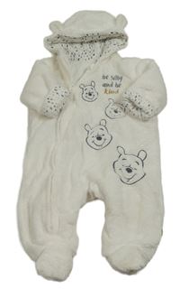 Smetanová chlupatá zateplená kombinéza s Púem a kapucí Disney