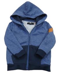 Modrá melírovaná prepínaci mikina s kapucňou