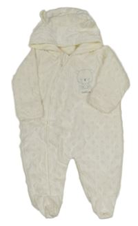 Smotanová minky podšitá kombinéza s medvěďom a kapucňou George