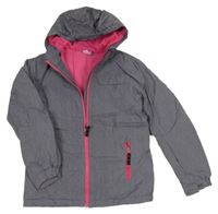 Tmavomodrošedá melírovaná šusťáková lyžařská funkční bunda s kapucí Crane