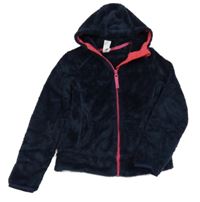 Tmavomodrá chlpatá outdoorová prepínaci mikina s kapucňou Quechua