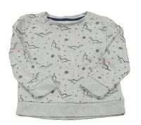 Šedá mikina s dinosaury a srdíčky Mothercare