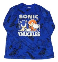 Zafírové plyšové pyžamové tričko so Sonicem