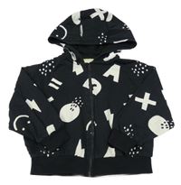 Černá vzorovaná propínací mikina s kapucí George