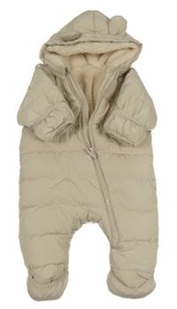 Béžová šusťáková zimní bunda s kapucí H&M