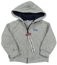 Sivá prešívaná prepínaci mikina s autom a kapucňou Pocopiano