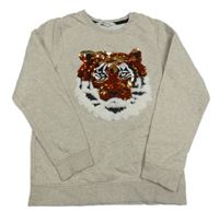 Béžová mikina s překlápěcími flitre H&M
