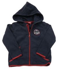 Tmavomodrá fleecová prepínaci mikina s nášivkou a kapucňou Pocopiano