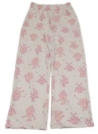 Bílo-růžové pruhované pyžamové kalhoty s dortíky 