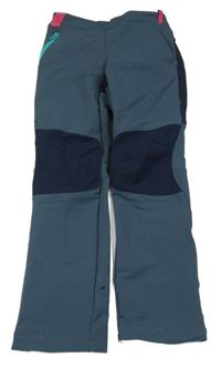 Tmavomodro-sivé šušťákové outdoorové nohavice Decathlon