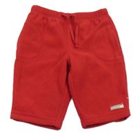 Červené fleecové nohavice s nášivkou