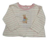 Nové - Bílo-růžové triko s nápisy a králíčkem C&A