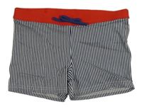 Tmavomodro-bílo-červené pruhované nohavičkové plavky John Lewis