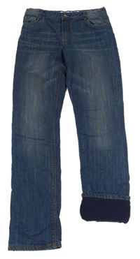 Tmavomodré zateplené rifle Vertbaudet