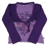 Fialové tričko s motýlky a našitým bolerkem x-mail
