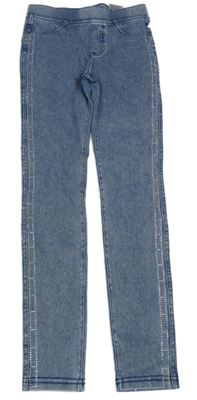 Modré tregíny riflového vzhledu s kamínky H&M