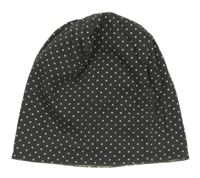 Tmavošedá puntíkatá oboustranná čepice 