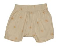 Béžové rebrované baggy kraťasy so sluníčky H&M