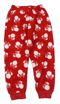 Červené chlpaté domáceé nohavice s Minnií zn. Disney