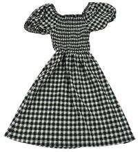 Čierno-biele kockované žabičkové šaty New Look
