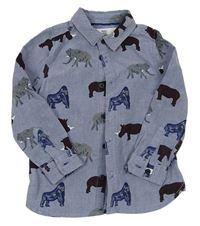 Svetlomodrá košeľa so zvieratkami zn. M&S