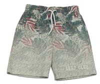 Sivo-zeleno-ružové melírované teplákové kraťasy s lístky zn. Primark
