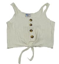 Biely rebrovaný crop top s uzlom Page one young