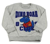 Sivá melírovaná mikina s dinosaurom zn. Nutmeg