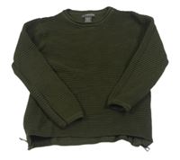 Khaki rebrovaný sveter Primark