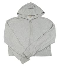 Sivá melírovaná prepínaci crop mikina s kapucňou zn. H&M