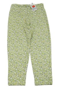 Biele capri bežecké legíny s kvietkami Primark