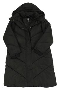 Černý šusťákový zimní kabát s kapucí New Look