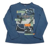 Tmavomodré tričko s potlačou C&A