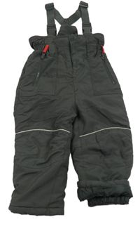 Tmavošedé šusťákové oteplovačky s trakami Topomini