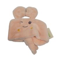 Nové - Broskvová kožešinová čelenka s obličejem