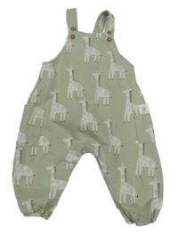 Khaki laclové tepláky se žirafami Next