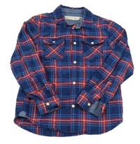 Tmavomodro-červeno-bílá kostkovaná košile H&M