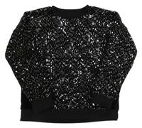 Čierna zamatová mikina s flitrami Dunnes