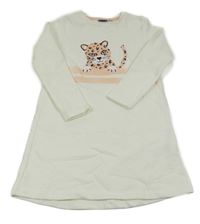 Smotanové teplákové šaty s leopardom Lupilu