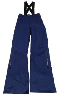 Tmavomodré šusťákové funkční oteplovačky s odepínacími trakami Decathlon