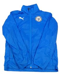 Zafírová šušťáková futbalová bunda s ukrývací kapucňou Puma