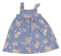 Modré bavlnené šaty s kvietkami George