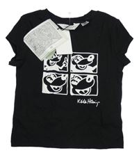 Nové - Černé žebrované crop tričko s Mickeym H&M