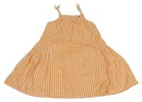 Oranžovo-biele kockované plátenné šaty Sergent Major