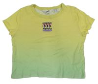 Žlto-zelené rebrované crop tričko H&M