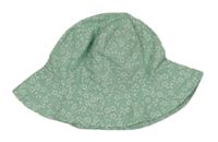 Mátový kytičkovaný plátěný klobouk 