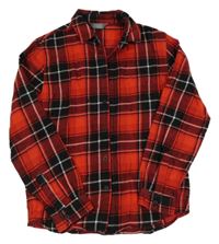 Červeno-černo-bílá kostkovaná flanelová košile Primark